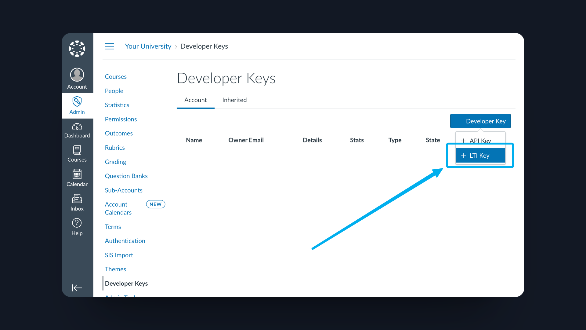 Canvas Developer Key Form